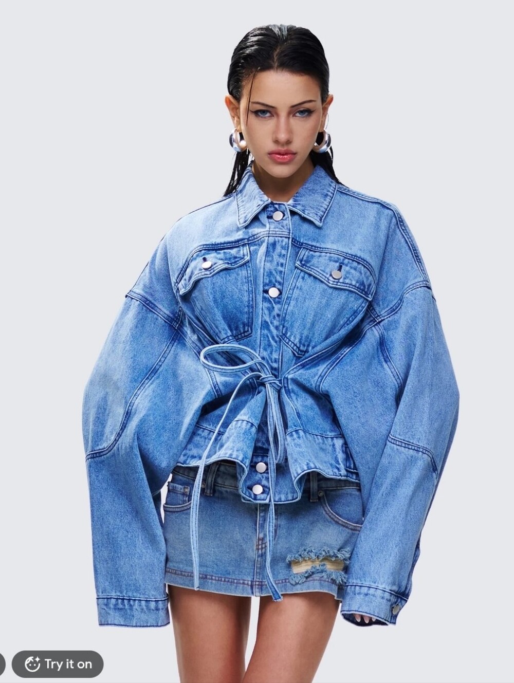 Finesse Yui – Oversized, short denim jacket in blue/Size 2X/3X/NWOT/MSRP $78